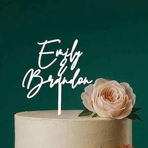 Personalisierter Hochzeitstortenstecker mit Vornamen - Name Design Personalisierter Paar-Topper - Eleganter personalisierter Kalligraphie-Topper für Hochzeiten