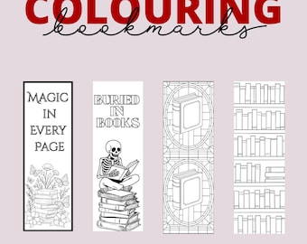 Printable Coloring Bookmarks for Book Lovers: Black & White Designs (Digital Download)