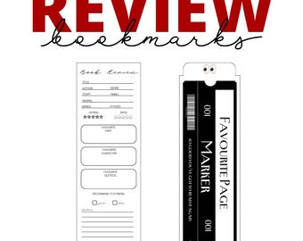Printable Aesthetic Bookmarks – Book Review & Vintage Ticket Style | Digital Download | Book Club | Book Review | Bookmark PNG | Page Marker