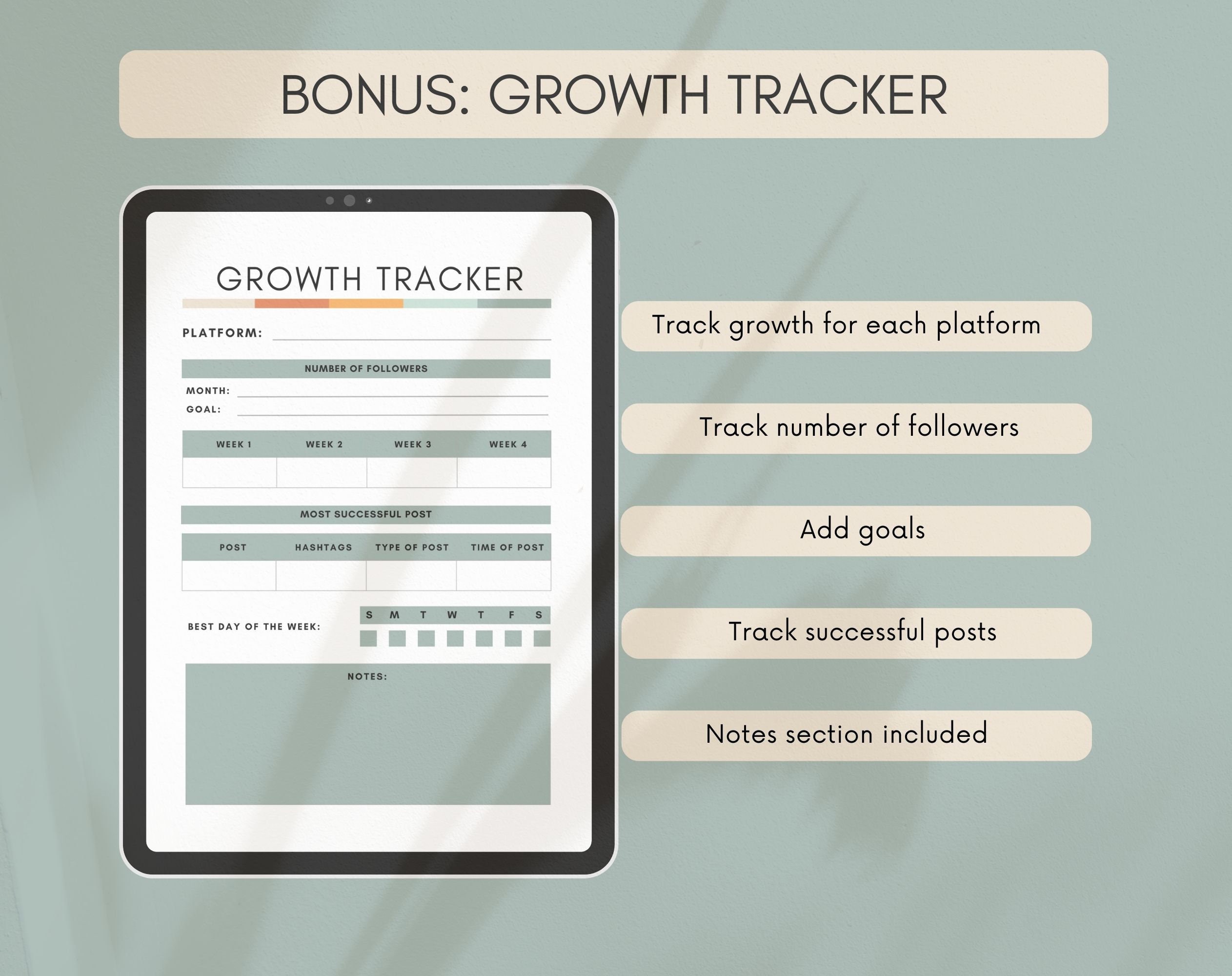 Social Media Tracker | Printable | Facebook | Instagram | Tiktok | Ads ...