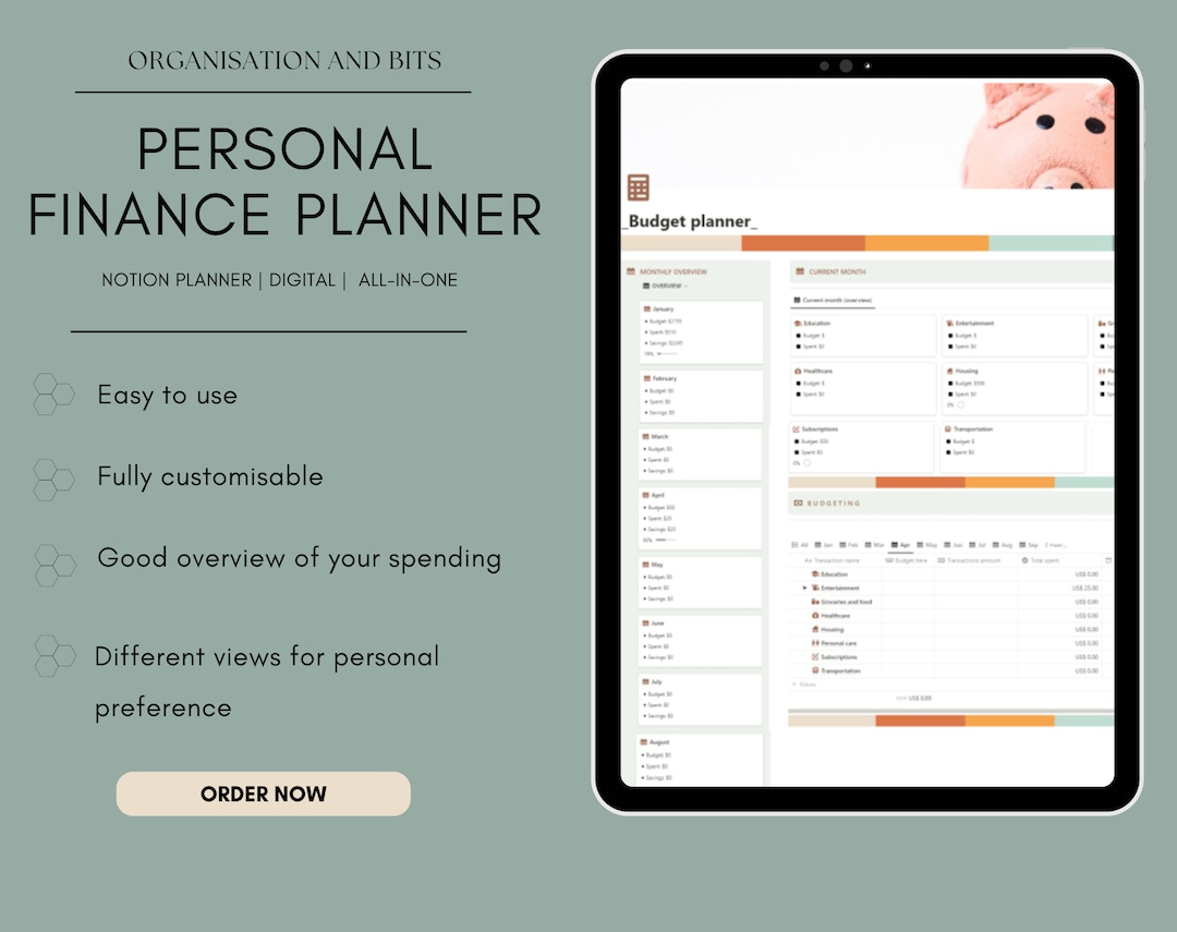 Customizable Digital Financial Planner | Notion Template | Budget ...