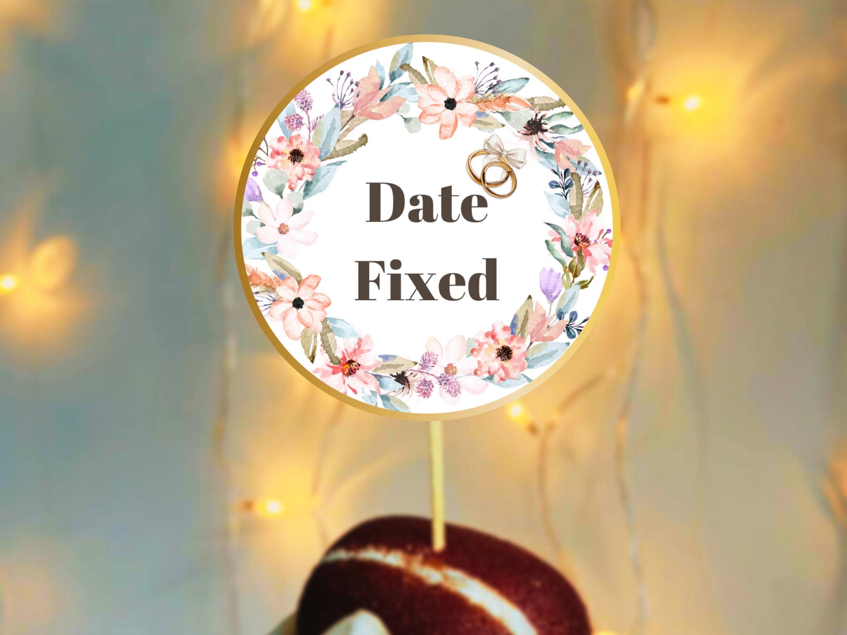 Date Fixed Cupcake Topper, Engagement Party Stickers (digital PDF) - Etsy