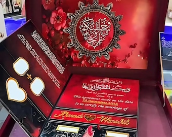 Red Acrylic Nikkah Certificate Book, Islamic Wedding Keepsake