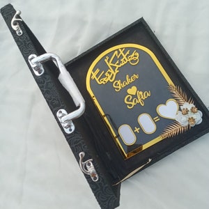 Tablero de huellas dactilares de pareja Nikkah de acrílico arqueado, certificado, tablero de firma de pareja personalizado, contrato Nikkah musulmán, recuerdo, guardar la fecha