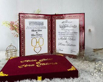 Personalized Thumbprint Nikkah Contract Booklet Box, Islamic Wedding