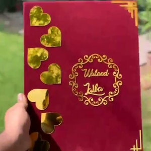 Libro de huellas dactilares islámico Nikah recortado Certificado de firma Contrato de boda musulmán árabe Recuerdo Folleto Nikkah Signo Nikkahnama musulmán