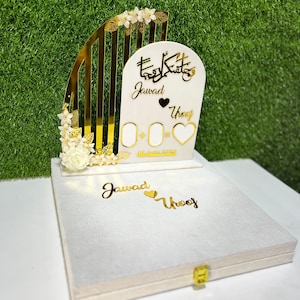 Benutzerdefinierte Acryl-Fingerabdruck Nikah Zeichen Gold Nikkah Ständer Islamische Hochzeit Andenken Muslimische Ehe Fingerabdruck Bord Arabische Hochzeitsdeko