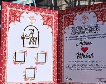 Personalized Nikkah Contract with Thumbprint, Islamic Wedding Certificate