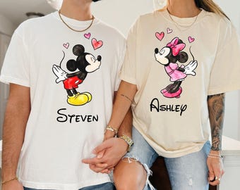 Personalized Lover Mickey and Minnie T-Shirt, Valentine Gift Shirt, Disney Couple Disney Matching T-Shirt, Disney Lover Valentines Day Gift