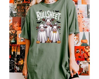 Comfort Colors Funny Ghost Cow Halloween T-Shirt: Spooky Farm Tee