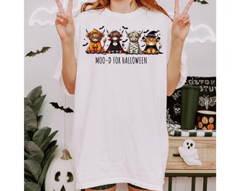 Comfort Colors Halloween Cow T-Shirt: Spooky Fall Farm Tee