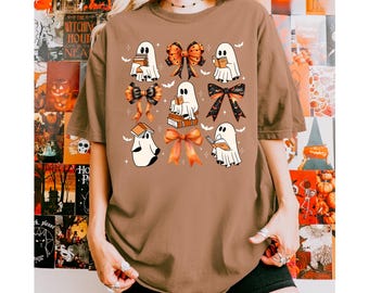 Comfort Colors Ghost Reading T-Shirt, Bookish Halloween Tee