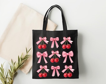 Cherry Print Tote Bag: Eco-Friendly Reusable Canvas Shopper