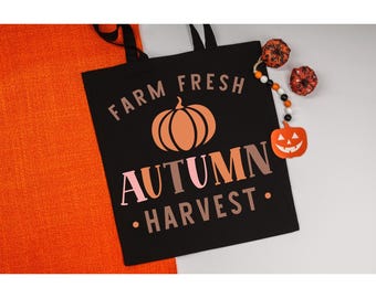 Borsa tote Farm Fresh Autumn Harvest: borsa riutilizzabile in tela di cotone