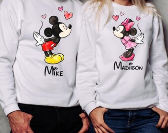 Personalized Lover Mickey and Minnie Sweatshirt, Valentine Gift Shirt, Disney Couple Disney Matching Shirt, Disney Lover Valentines Day Gift