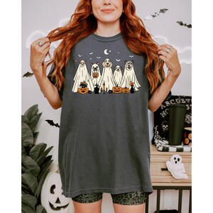 Comfort Colors® Funny Ghost Dog Halloween T-Shirt, Cute Dog Costume Tee, Trick or Treat Dog Tee, Halloween Pet Lover Tee, Spooky Dog T-Shirt