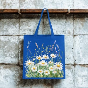 Daisy Floral Tote Bag: Watercolor Botanical Design, Cotton Canvas
