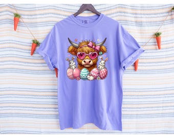 Comfort Colors Highland Cow Easter T-Shirt