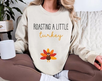 Thanksgiving Pregnancy Announcement Sweatshirt: Little Turkey Shirt