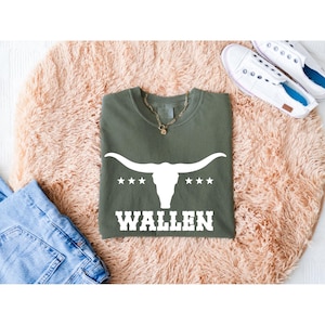 Comfort Colors® Wallen Country T-Shirt, Country Music T-Shirt, Concert Tee, Cowgirl Tee, Western Longhorn Tee, Cowboy Girl T-Shirt,Rodeo Tee