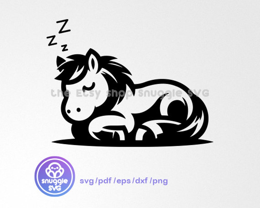 Sleeping Horse SVG File Simple Cartoon Style for Cutting and Etsy