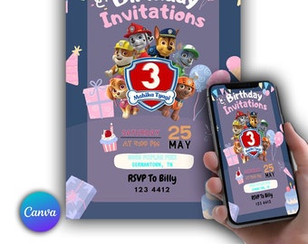 Birthday Invitation  Birthday Invitation  Paw Patrol Invitation  Editable Printable Paw Patrol Invitation Birthday Template