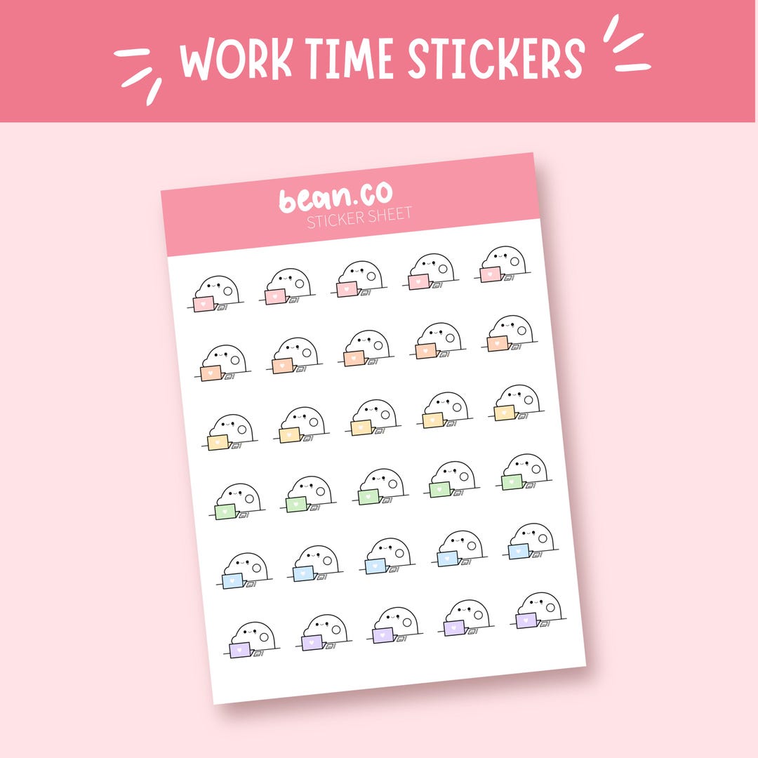 Work Time Sticker Sheet | Handmade Planner Stickers for Journals ...