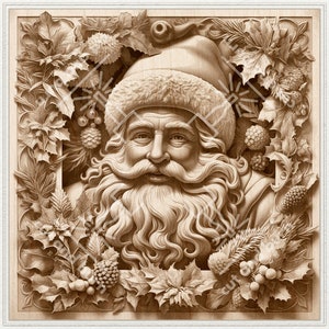 Gravure laser PNG pour gravure illusion 3D, prêt pour le laser, fichier de conception numérique, Noël, père Noël, décoration de Noël