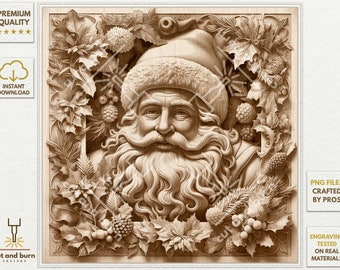 Laser Burn PNG for 3D Illusion Engrave, Laser Ready, Digital Design File, Christmas, Santa Claus, Xmas Decor