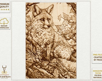 PNG Files Made for Laser Engrave | Fox, Red Fox, WildLife, Forest, Wood, Nature, Ethnic, Tree, Wild Animal, Boho, Cabin Wall Decoration