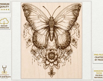 Butterfly PNG Laser Engrave, 3D Moth Engrave PNG, Laser Burn, Fantasy, Laser Ready, Digital Design File, Jarvis Engrave PNG, LightBurn png