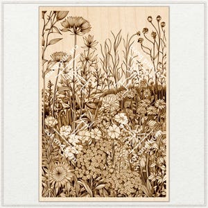PNG-bestanden gemaakt voor lasergraveren | Kruiden, weide, bloem, wilde bloemen, wilde planten, bloemen, lente, zomer, landschap, natuur, kunst aan de muur