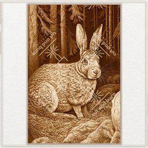 PNG-Dateien für die Lasergravur gemacht | Hase, Kaninchen, Wildtiere, Landschaft, Wald, Holz, Natur, Tiere, Wald, Nationalpark, Wild Life