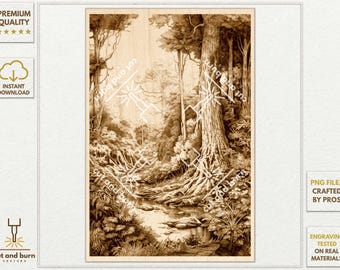 PNG Files Made for Laser Engrave | Swamp, Marsh, Lake, Pond, Water in Forest, Trees, Woodland, Wood, Landscape, Nature, Wall Art, Wild Life