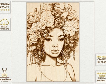 PNG Files Made for Laser Engrave | Hippie, Potrait, Woman, Girl, Wreath, Floral, Flowers, Bride, Best Girl, Spring, Beautiful, Cute, Boho