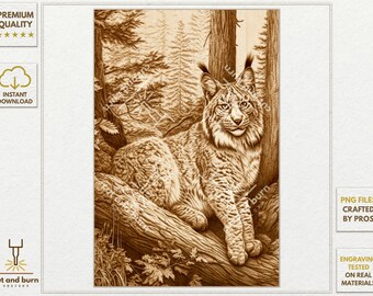 PNG Files Made for Laser Engrave | Bobcat, Lynx, Wild Cat, Big Cat Native American, WildLife, Forest, Wood, Forest, Ethnic, Boho, Woodland