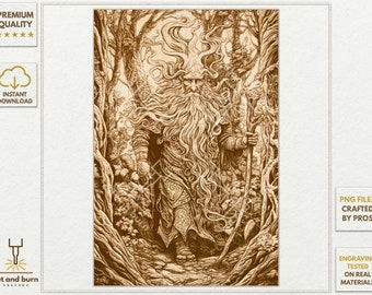 PNG Files Made for Laser Engrave | Forest God, Pagan, Occult, Leshy, Trees, Demon, Wood, Myth, Magic, Nature, Slavic, Nordic, Celtic, Ethnic