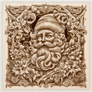 Laser Burn PNG para gravação de ilusão 3D, pronto para laser, arquivo de design digital, Natal, Papai Noel, decoração de Natal