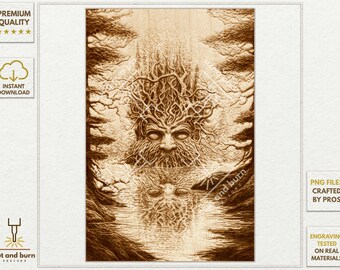 PNG Files Made for Laser Engrave | Forest God, Pagan, Occult, Lake, Trees, Wood, Cult, Myth, Pond, Nature, Slavic, Nordic, Celtic, Ethnic