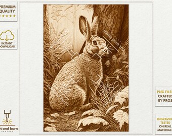 Hare in Forest Laser Engrave PNG Files: Wildlife Wall Art (Digital Download)