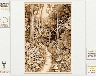 PNG Files Made for Laser Engrave | Path, Trail, Forest, Trees, Wood, Nature, Landscape, National Park, Wild, Wander, Woodland, Wall Art