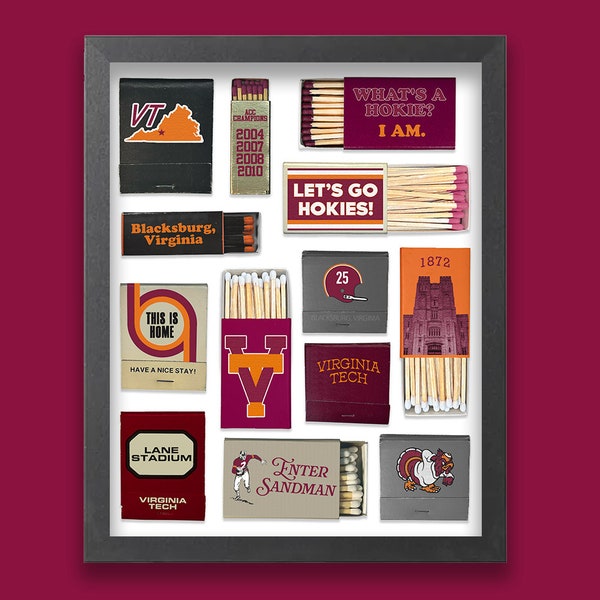 Virginia Tech Matchbox Collage - Vintage Hokies Print