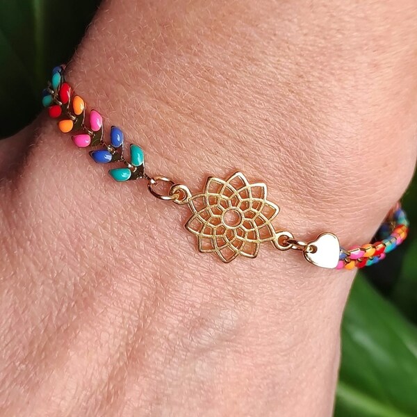 Blume des Lebens im Bohemian Style, Statement Armband, Mandala, Glücksbringer, besonderes Geschenk, zierliches Armband,extravaganter Schmuck