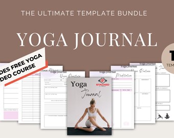 Yoga Journal Template Bundle | Pose Log | Meditation Tracker | Video Course | Gratitude Mindfulness Progress Tracker Digital Download
