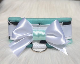 Fleece gefüttertes Petplay Halsband - Kuh-Print, verstellbarer D-Ring-Choker