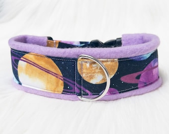 Fleece gefüttertes Petplay Halsband - Space Print Welpen Kätzchen Halsband, D-Ring