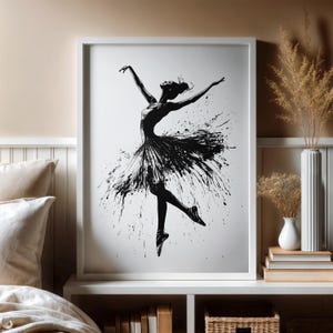 Ballet Wall Art, Dance Wall Art, Ballerina Wall Art, Monochrome Art, Gift for Dancers, Abstract Wall Art, Music Wall Art, Digital Download