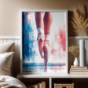 Ballet Wall Art, Dance Wall Art, Pink and Blue Ballerina Wall Art, Modern Dance Art Poster, Watercolour Wall Art Print, Digital Download Art