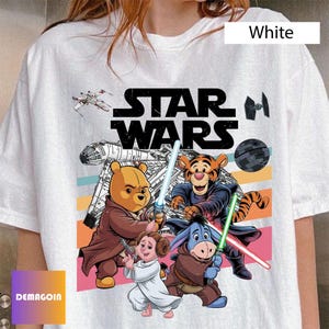 Funny Star Wars Disney Shirt, Winnie the Pooh Jedi Mashup Graphic Shirt, Tigger Eeyore Lightsaber T-Shirt, Disney Shirt