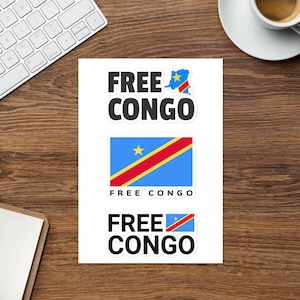 Congo Flag Glossy Stickers: Save Congo Support Pack